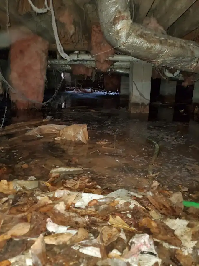 Crawl space flood assessment for Commercial Water Damage Restoration in Honey Brook